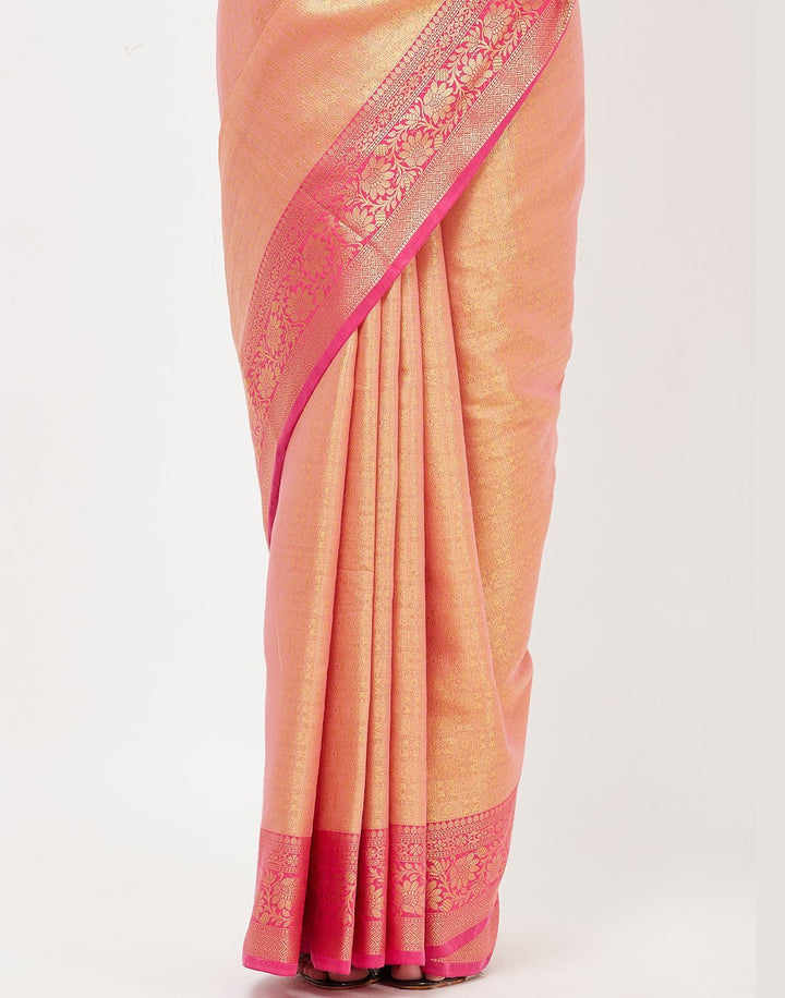MBZ Meena Bazaar-Mustard Cotton Woven Saree