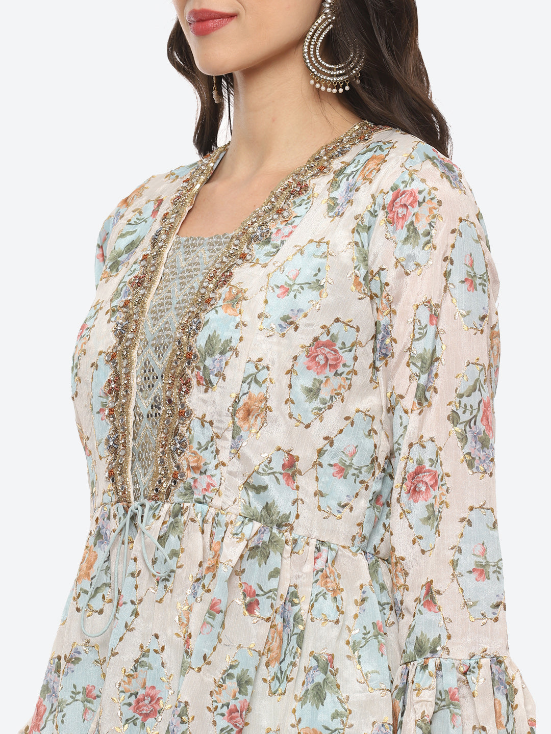 Resham Embroidered Crepe Choli Jacket With Lehenga &amp; Dupatta
