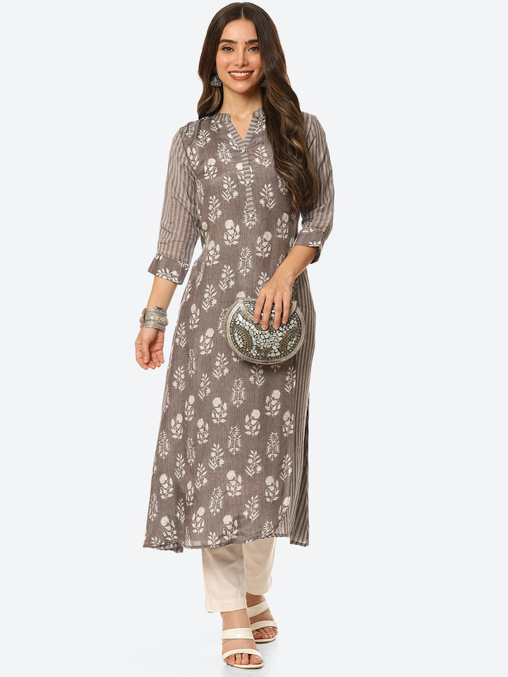 Floral Printed Muslin Kurta