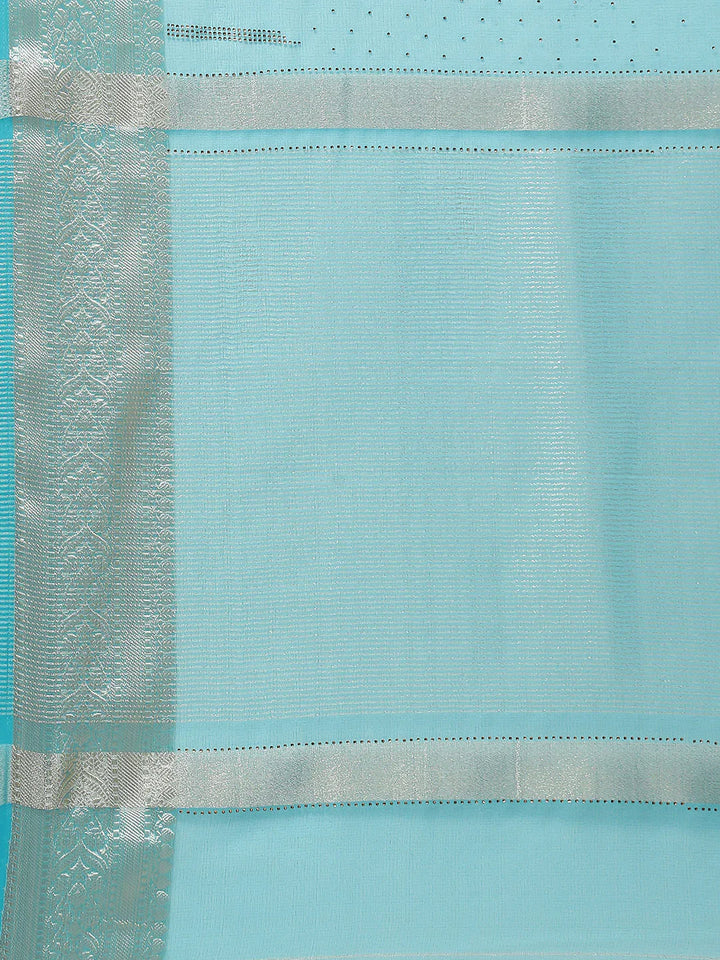 Stone Work Organza Plain Saree