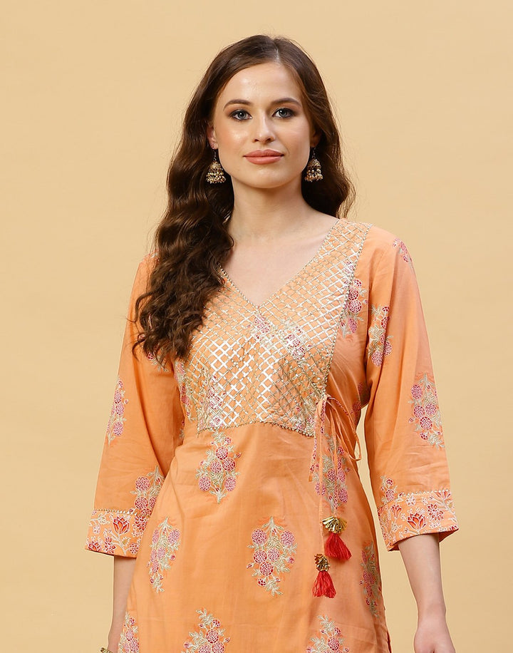 Printed Cotton Kurti With Plazzo