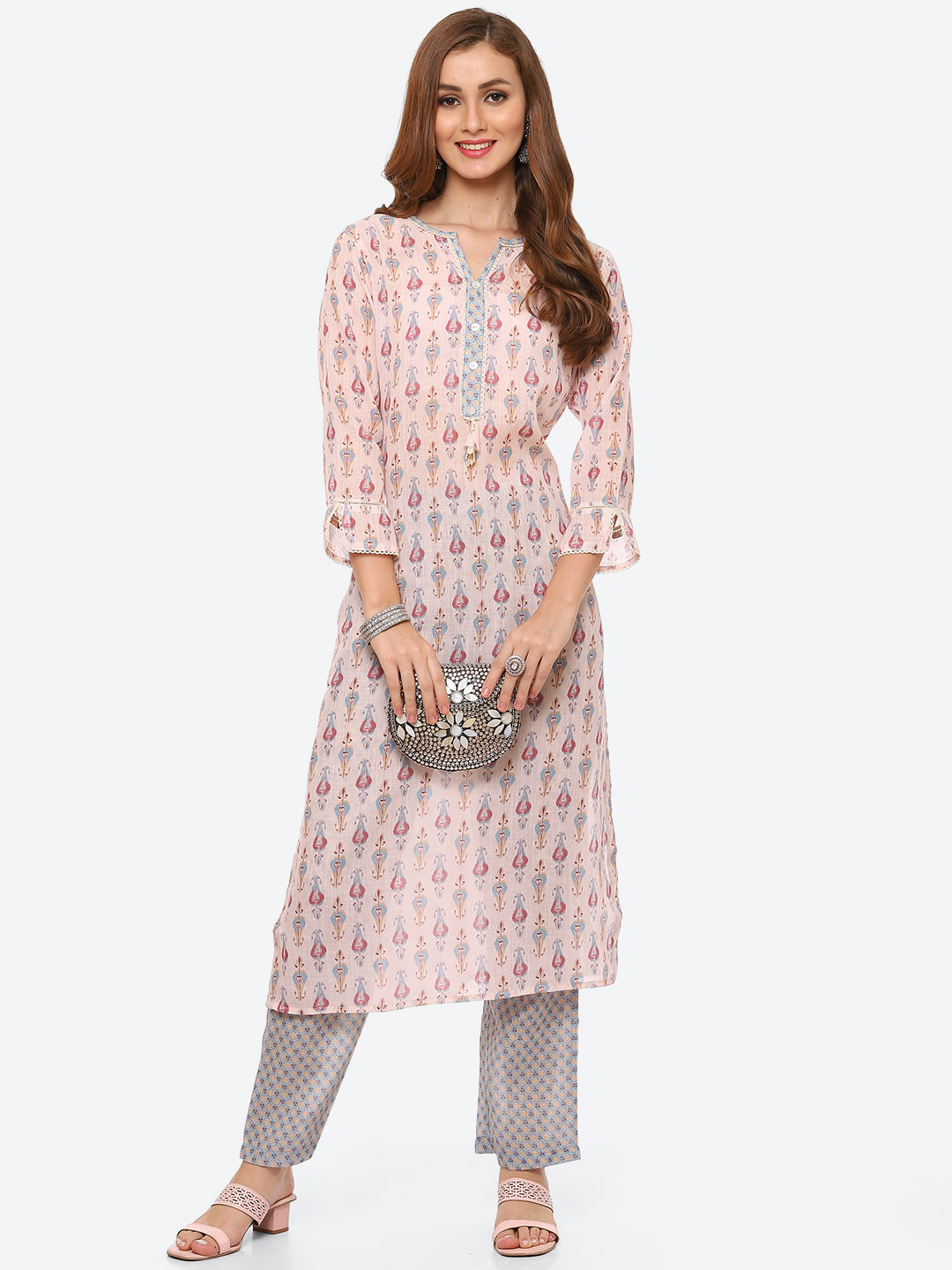 Floral Printed Cotton Kurta With Pant