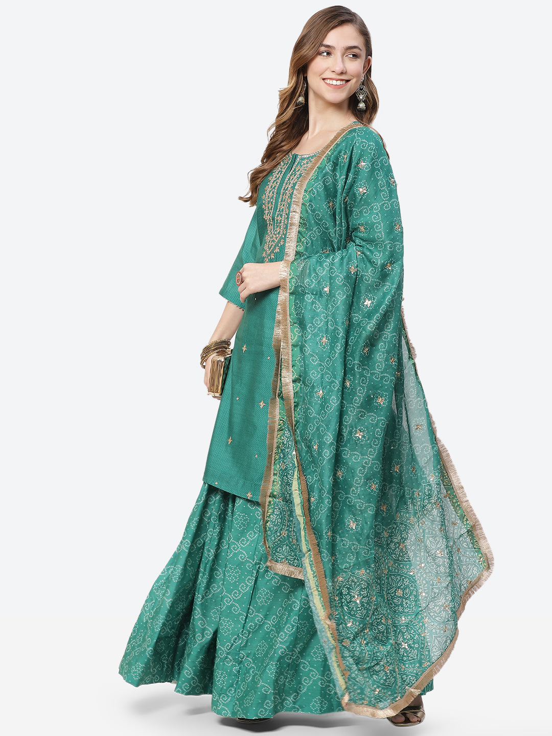 Embroidered Cotton Chanderi Lehenga Choli With Chanderi Dupatta