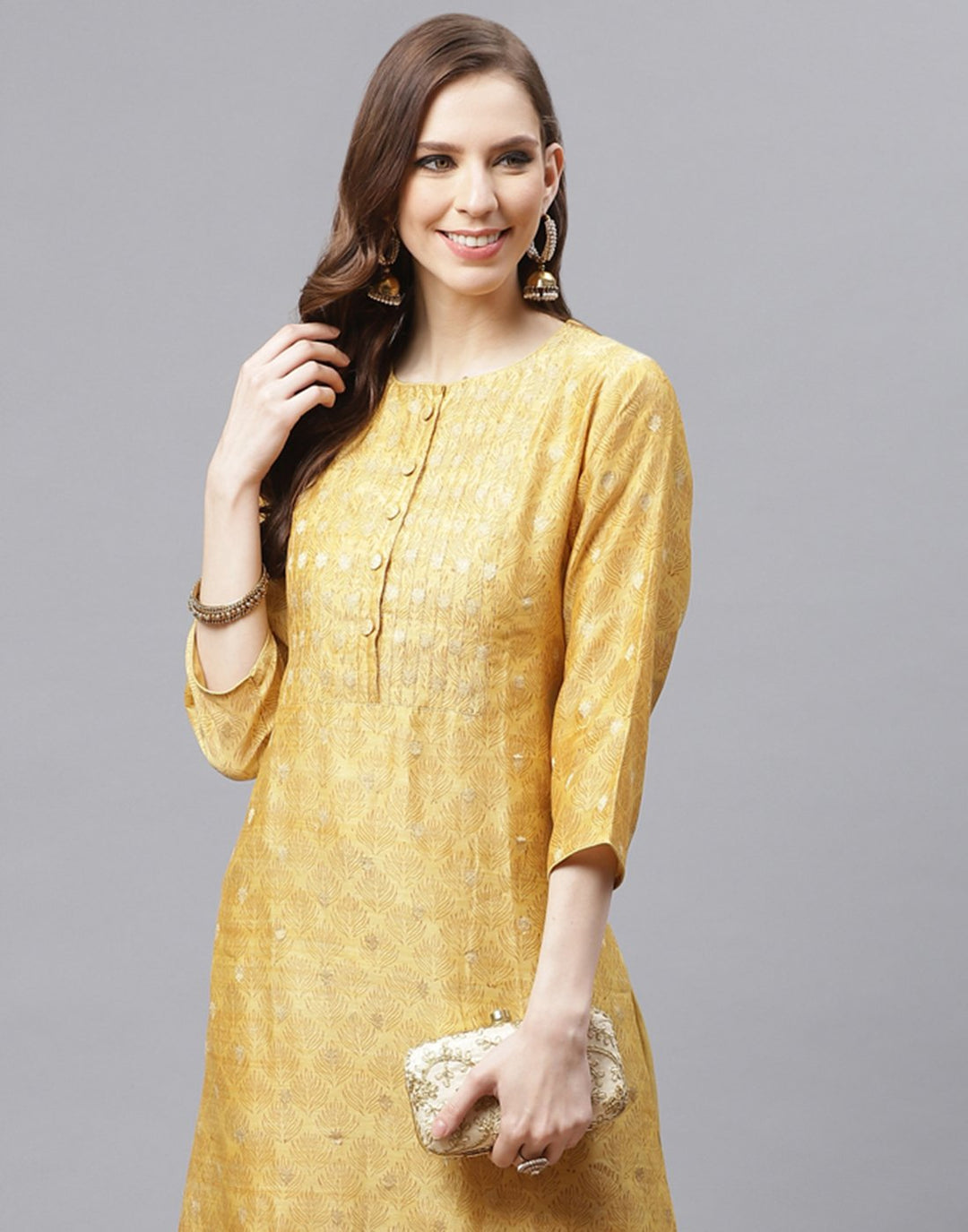 Straight Chanderi Kurta with Plazzo Pants