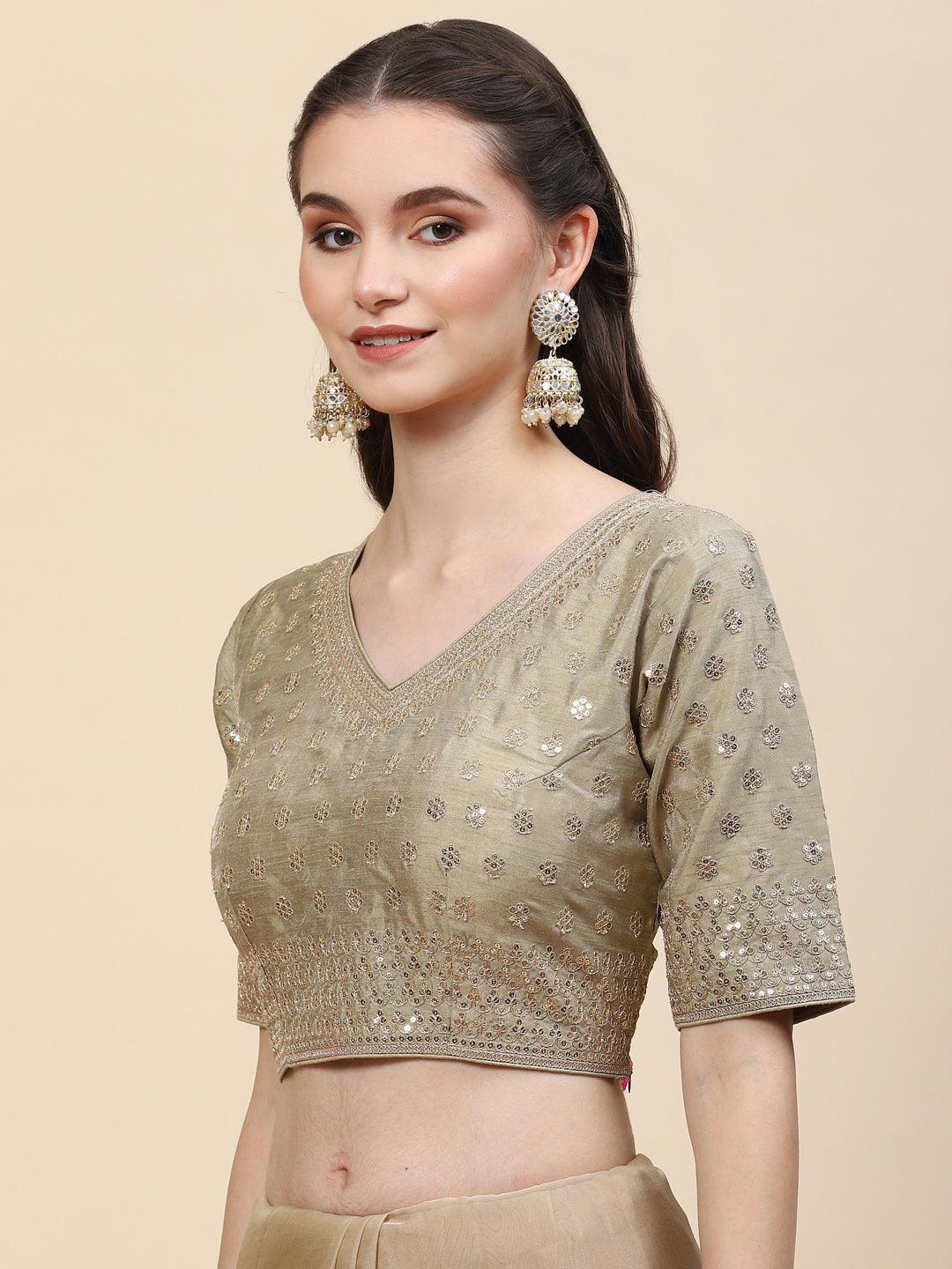 Sequin Embroidered Organza Saree