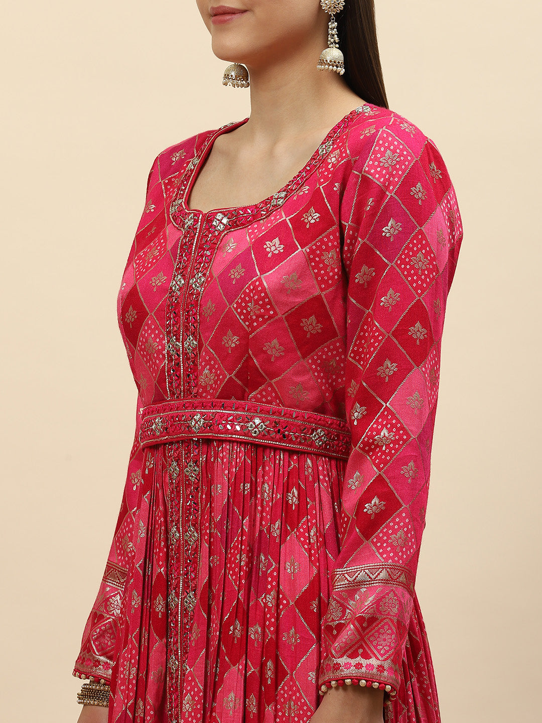 Banarasi Cotton Kurta With Pants &amp; Silk Dupatta
