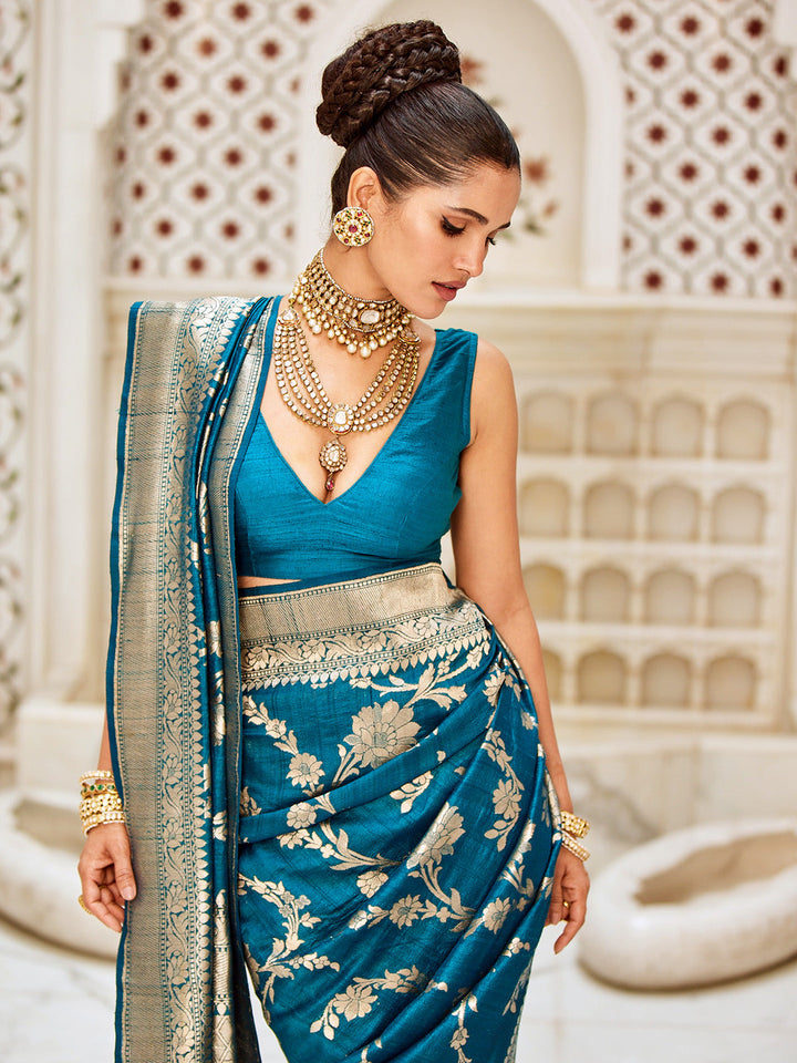 Gold Jaal Banarasi Tussar Saree