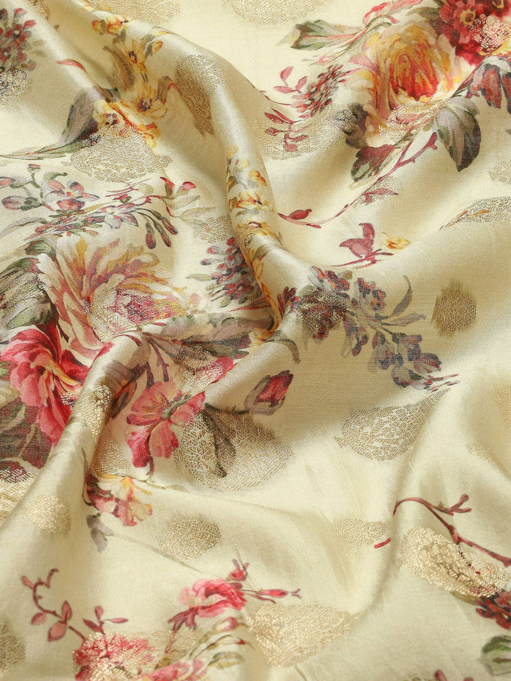 Digital Floral Printed Tussar Saree