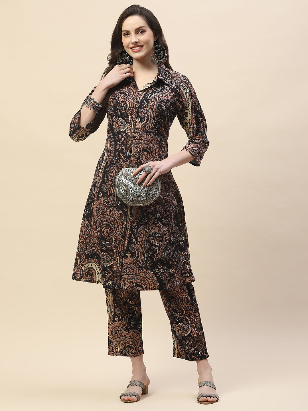 Paisley Printed Cotton Kurta With Pants