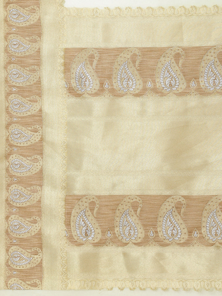 Zari Border Booti Organza Woven Saree