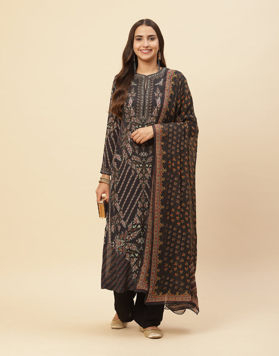 Digital Printed Crepe Salwar Kameez Stitched Suit With Georgette Dupatta