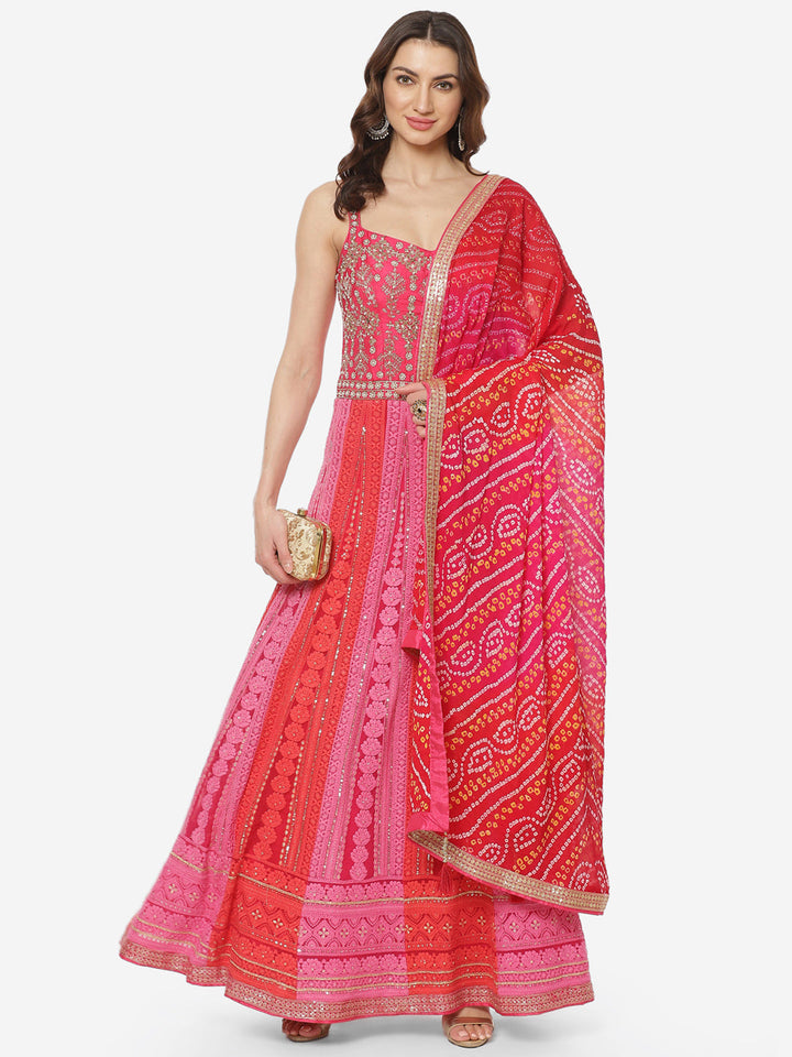 Embroidered Georgette Stitched Salwar Kameez With Dupatta