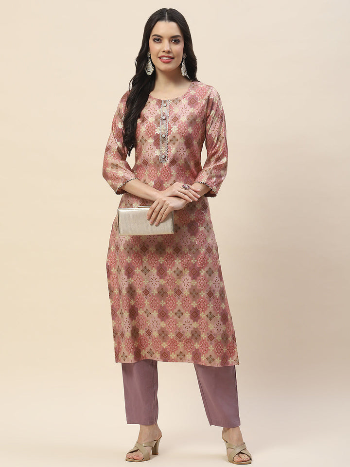 Printed Muslin Straight Kurta