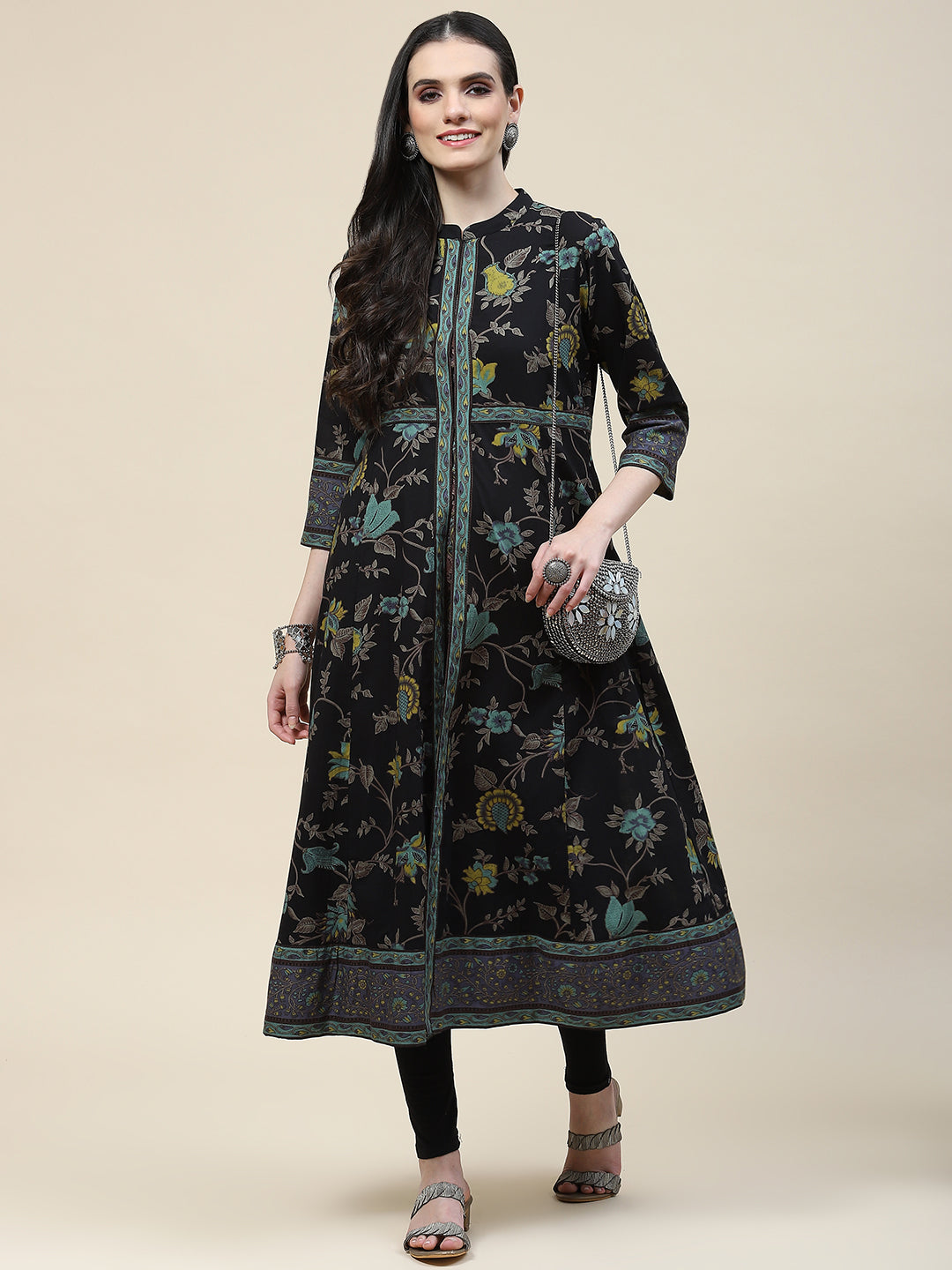 Floral Printed Cotton Kurta With Inner