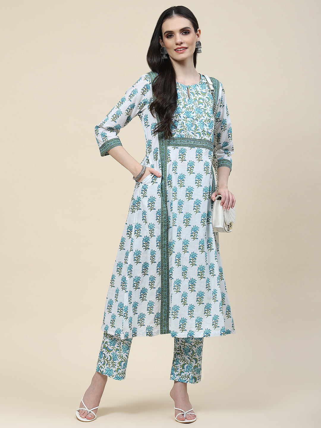 Printed Cotton Kurta With Pants