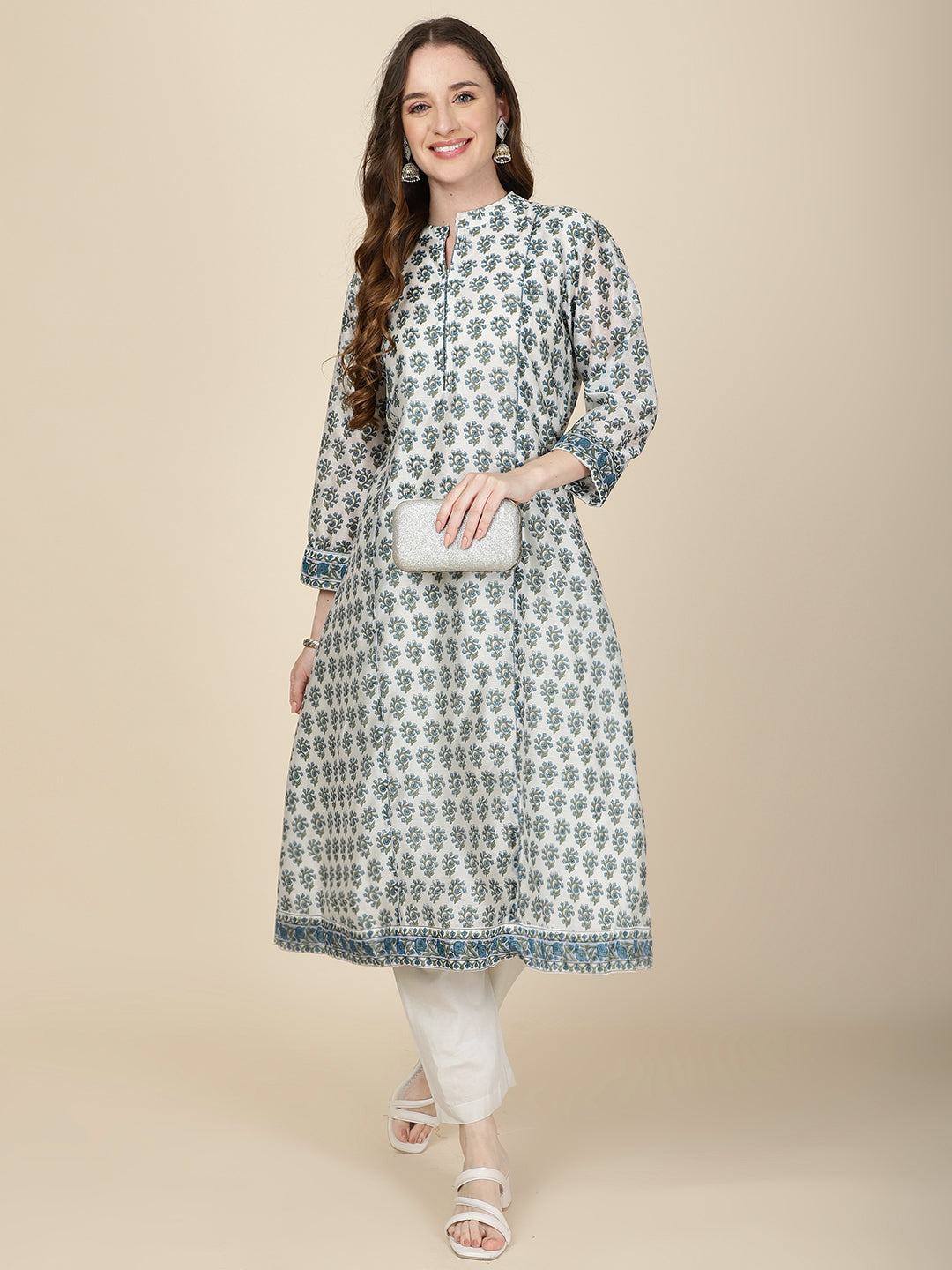 Floral Printed Cotton Kurta With Pants
