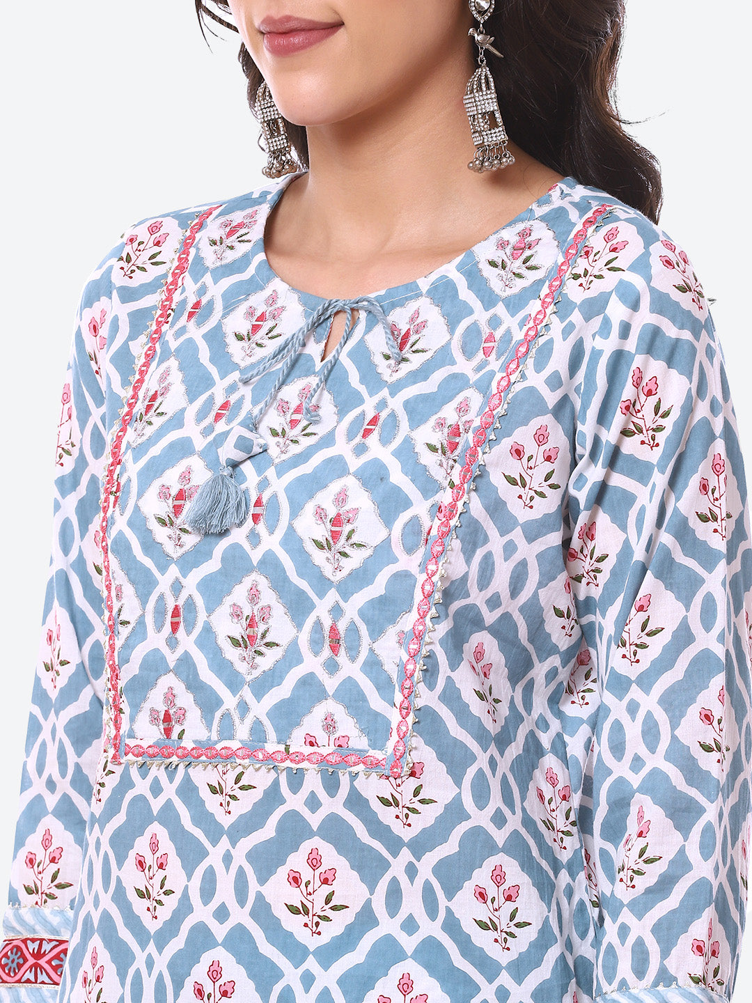 Floral Booti Printed Cotton Kurta With Pant &amp; Dupatta