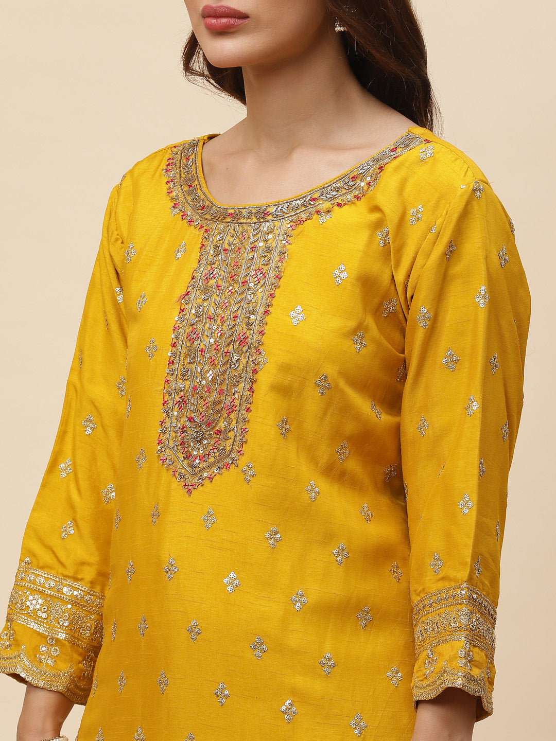 Zari Booti Handloom Kurta With Garara &amp; Dupatta