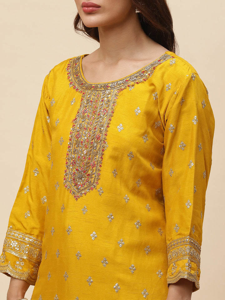 Zari Booti Handloom Kurta With Garara &amp; Dupatta