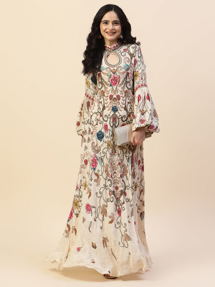 Digital Printed Crepe Gown