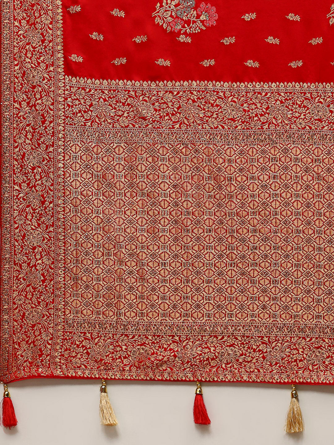 Stone Work Satin Embroidery Saree
