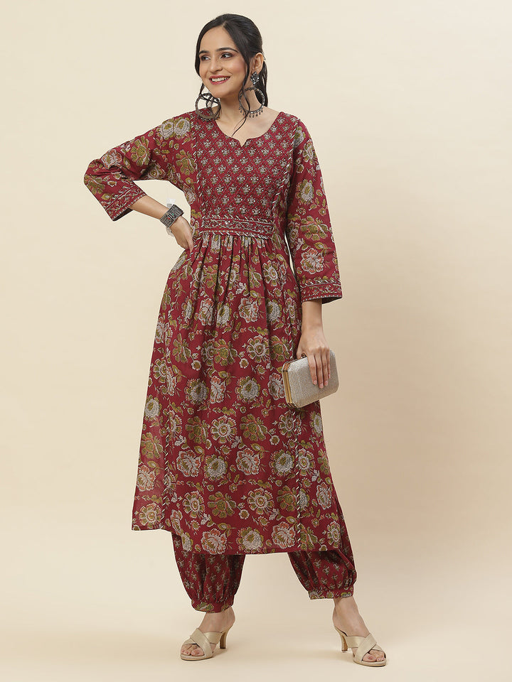 Printed Cotton Kurta With Pants