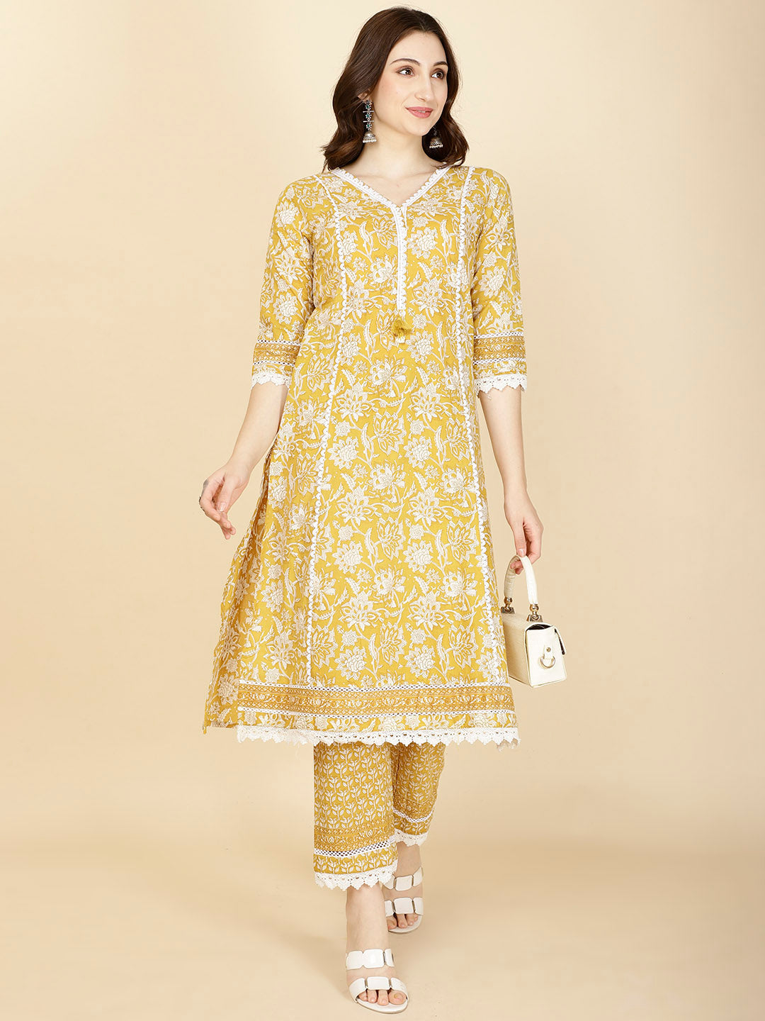 Printed Cotton Kurta With Pants