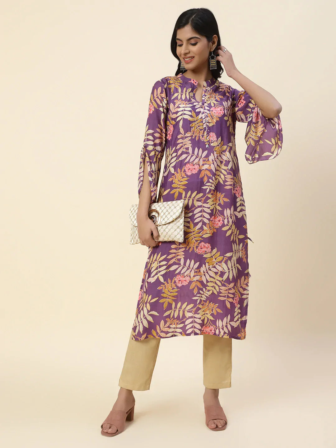 Floral Printed Muslin Kurta