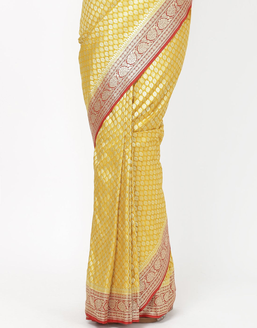 Mustard Banarasi Woven Saree