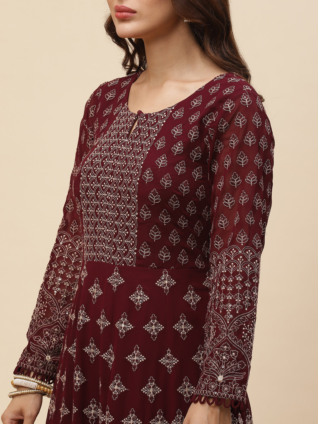 Resham Jaal Georgette Kurta With Churidar &amp; Dupatta