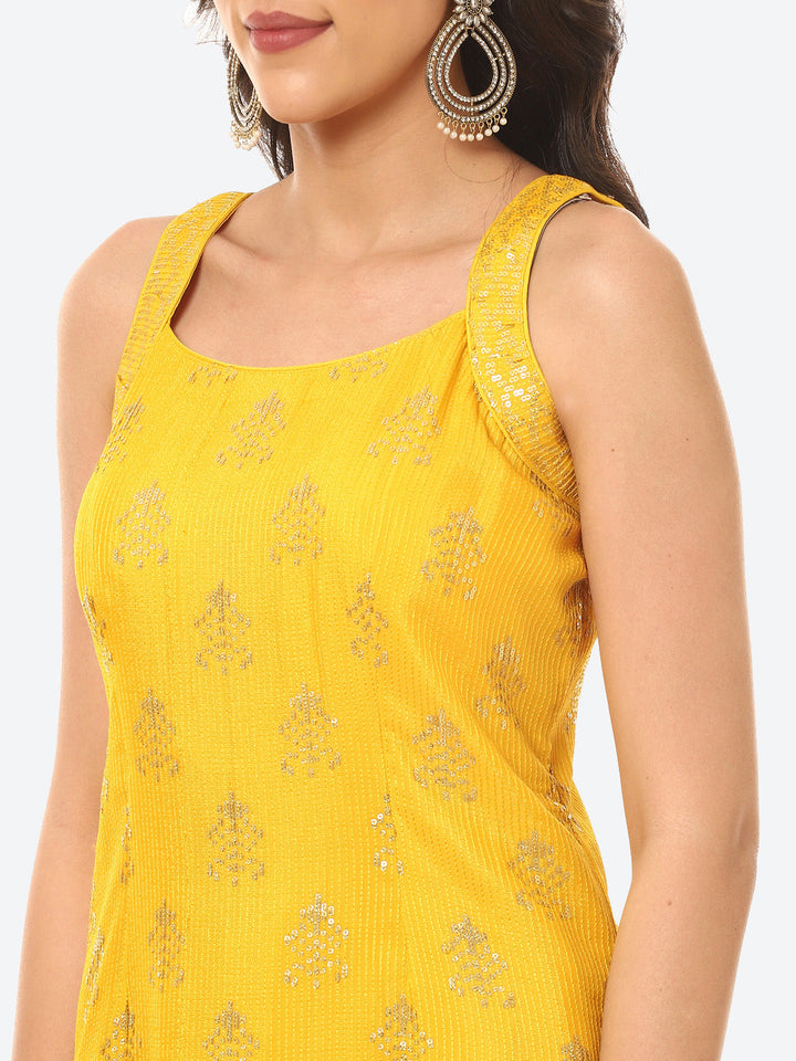 Sequin Work Georgette Kurti With Garara With Dupatta