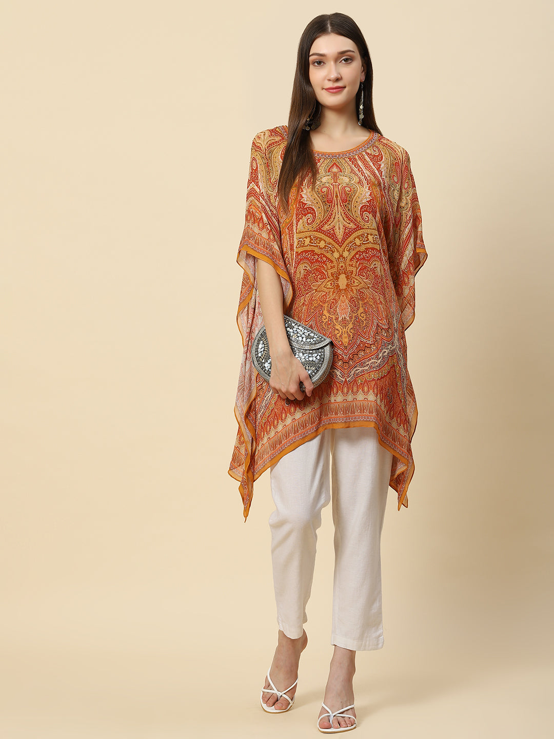 Digital Printed Georgette Kaftan Kurta