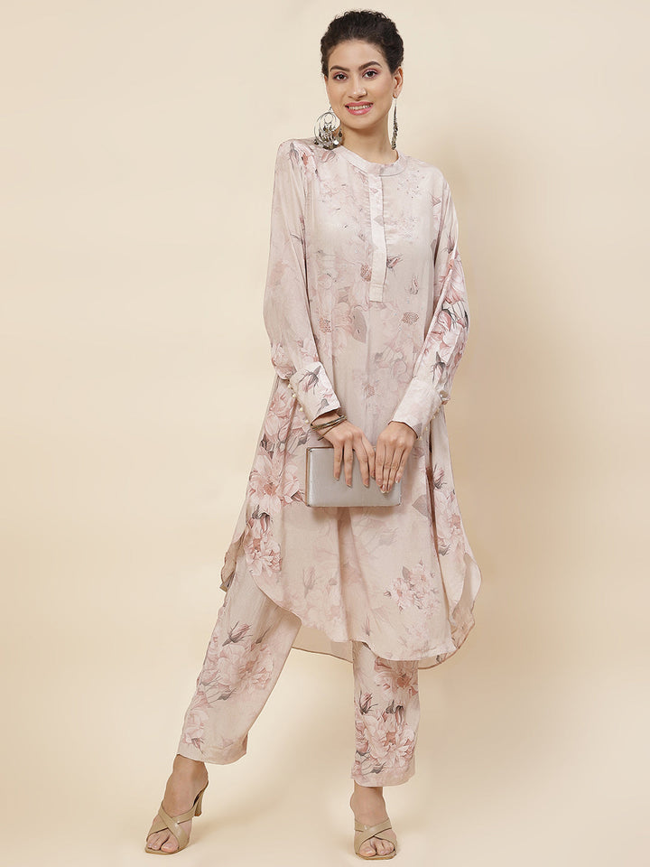 Printed Crepe Kurta With Pants