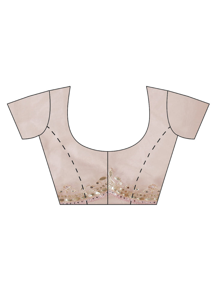 Mirror Work Embroidered Organza Saree