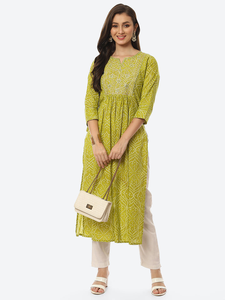 Resham Mirror Printed Cotton Kurta