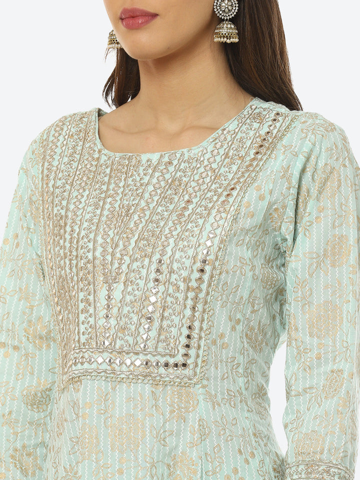 Gota Work Cotton Kurta With Pant &amp; Dupatta