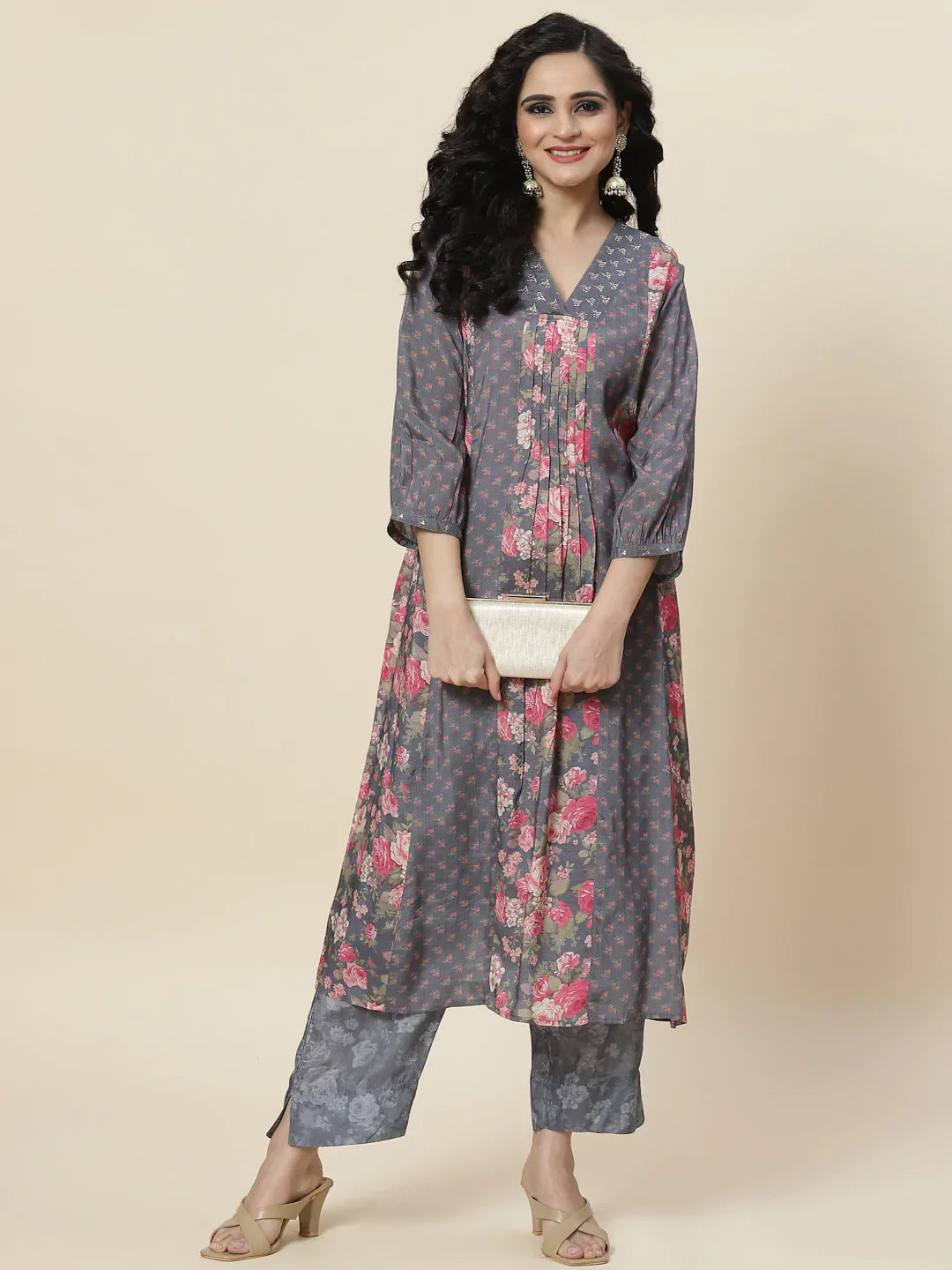 Printed Crepe Kurta With Palazzo