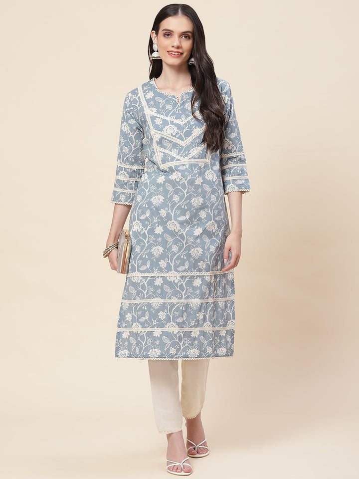 Printed Cotton Kurta With Pants