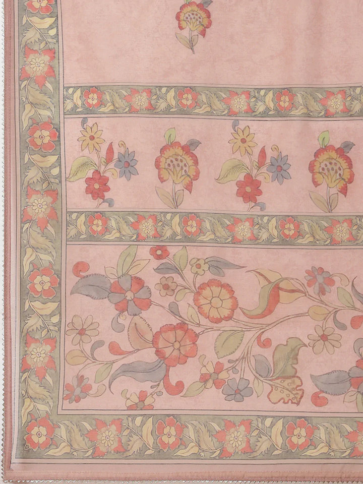 Printed Chanderi Unstitched Suit Piece With Dupatta
