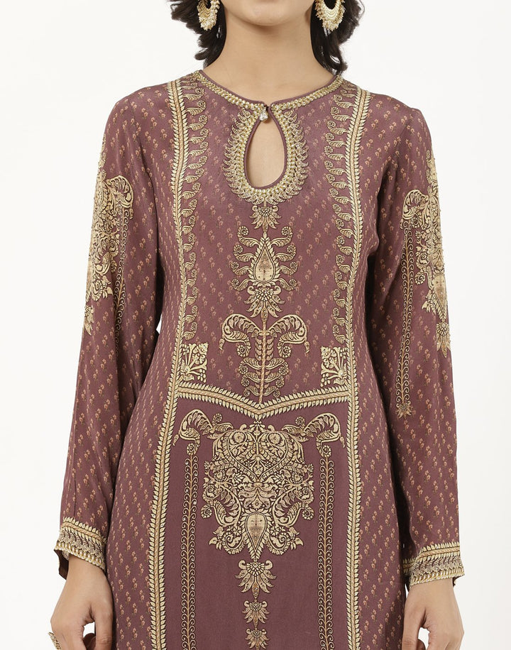 MBZ Meena Bazaar-Grey Digital Printed Crepe Salwaar Kameez Stitched Suit