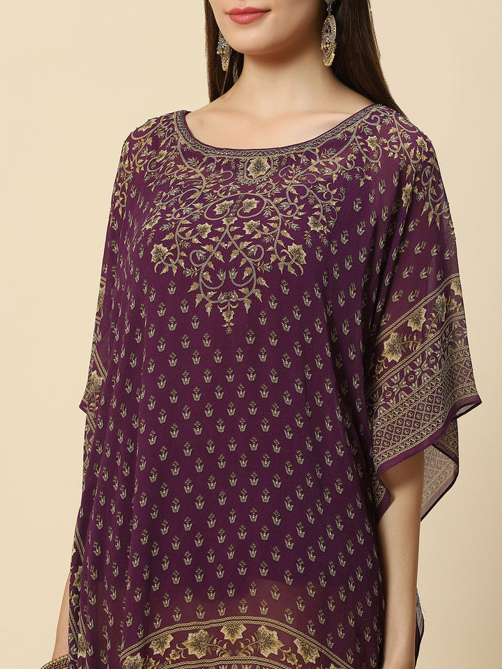 Digital Printed Georgette Kaftan Kurta