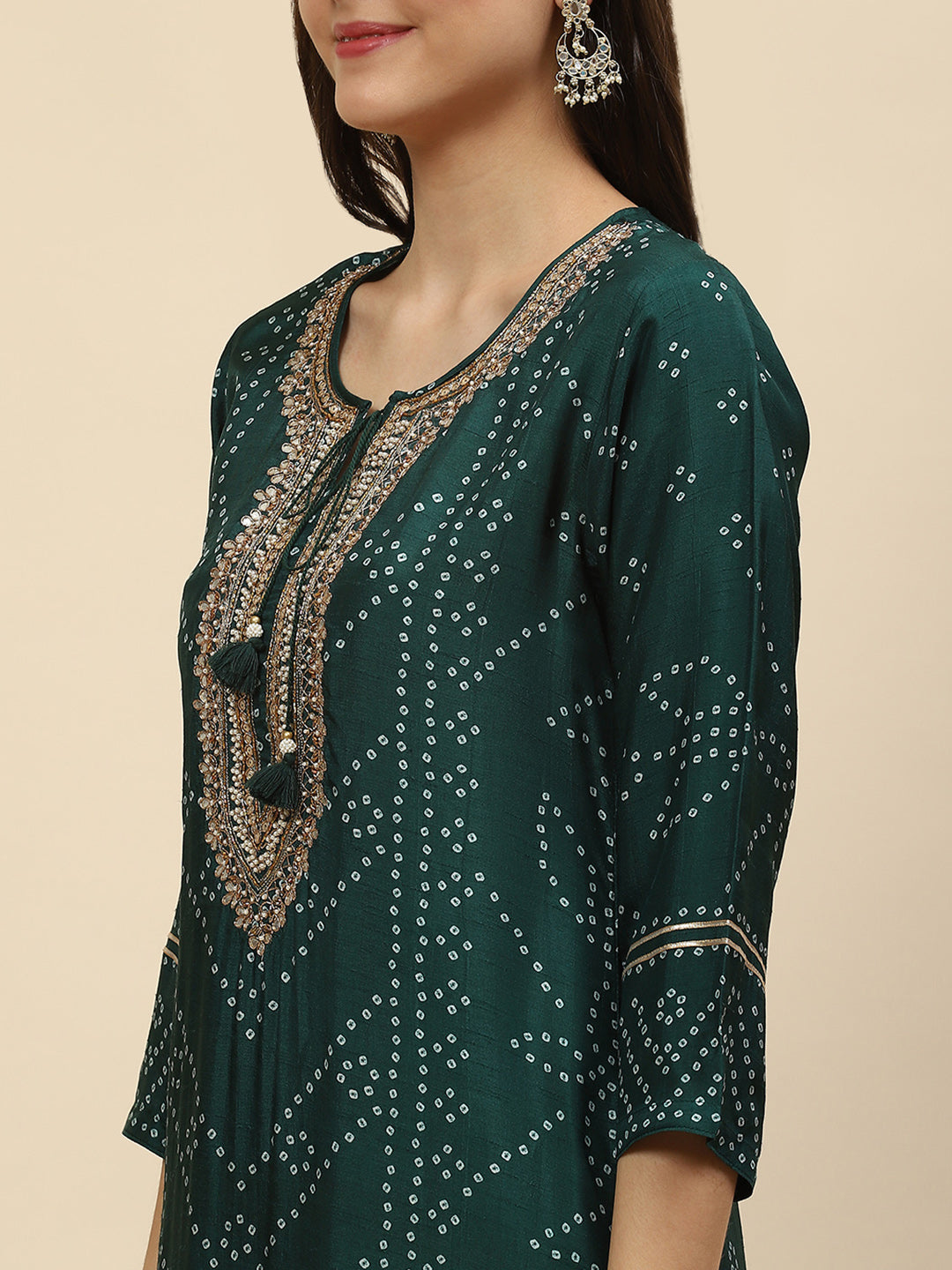 Neck Embroidered &amp; Printed Handloom Kurta