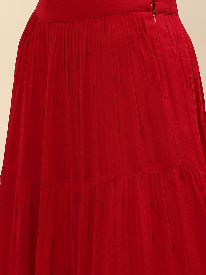 Sequin Embroidered Georgette Peplum Choli With Lehenga &amp; Dupatta