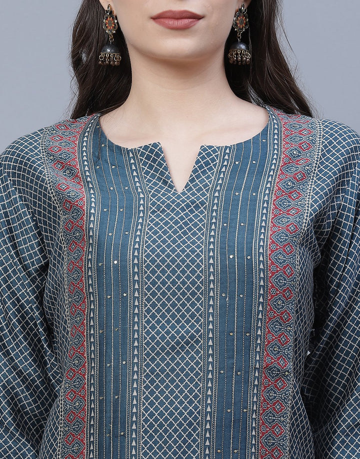 Chanderi Printed Kurti Pant Set