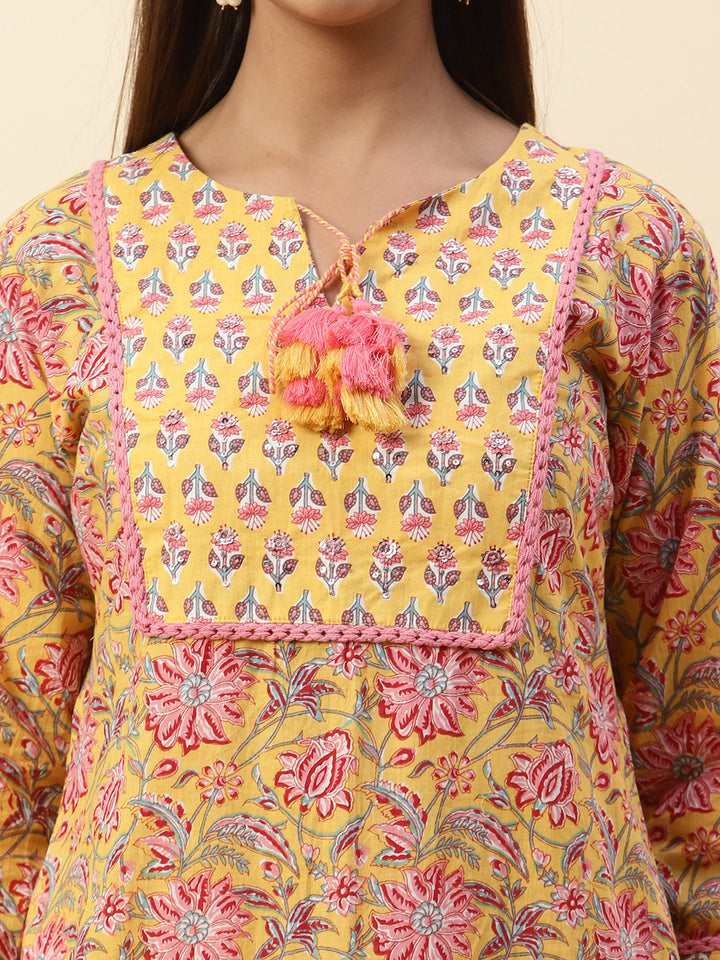 Printed Cotton Kurta With Pants