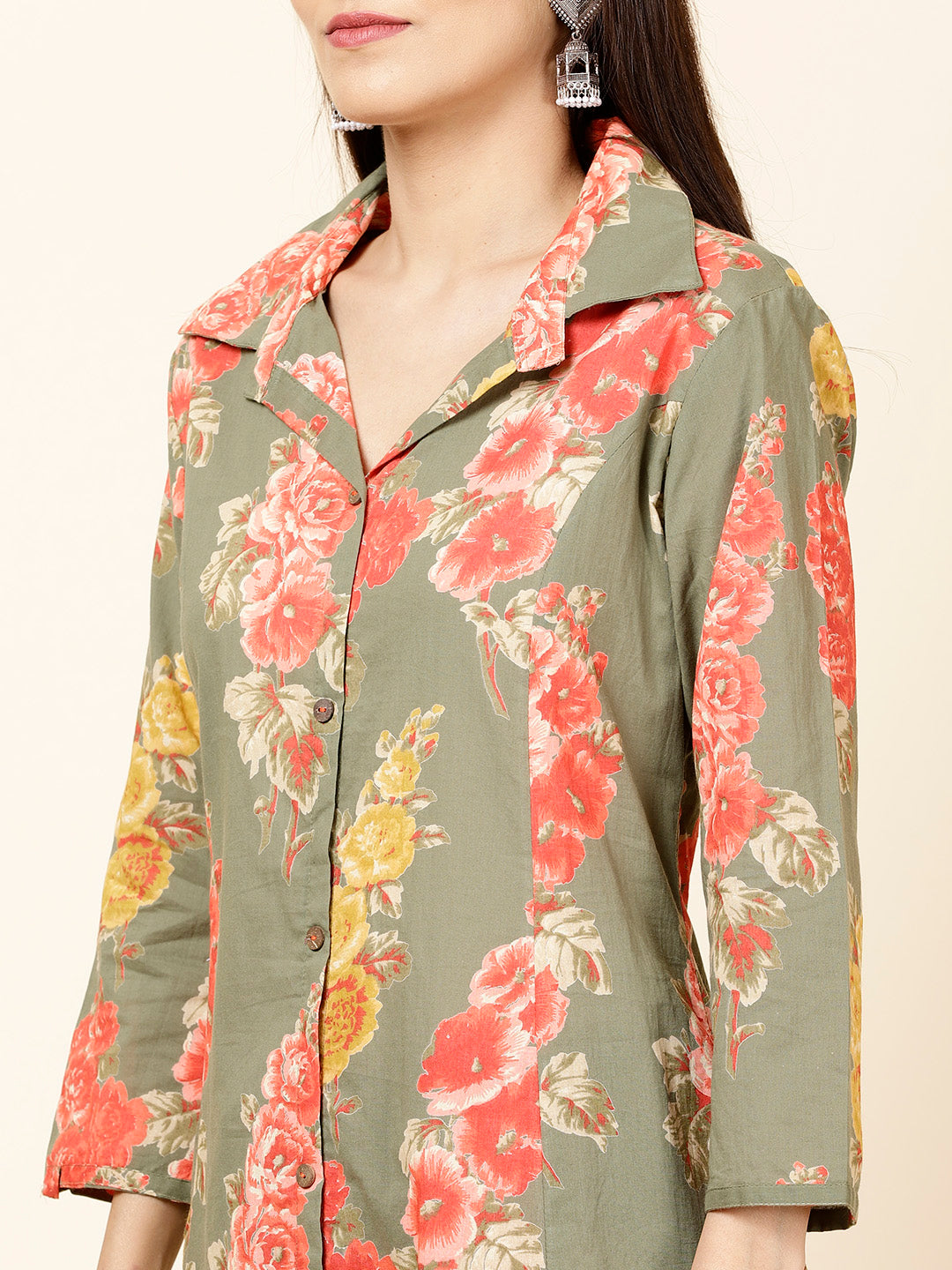 Floral Printed Cotton Kurta With Pants