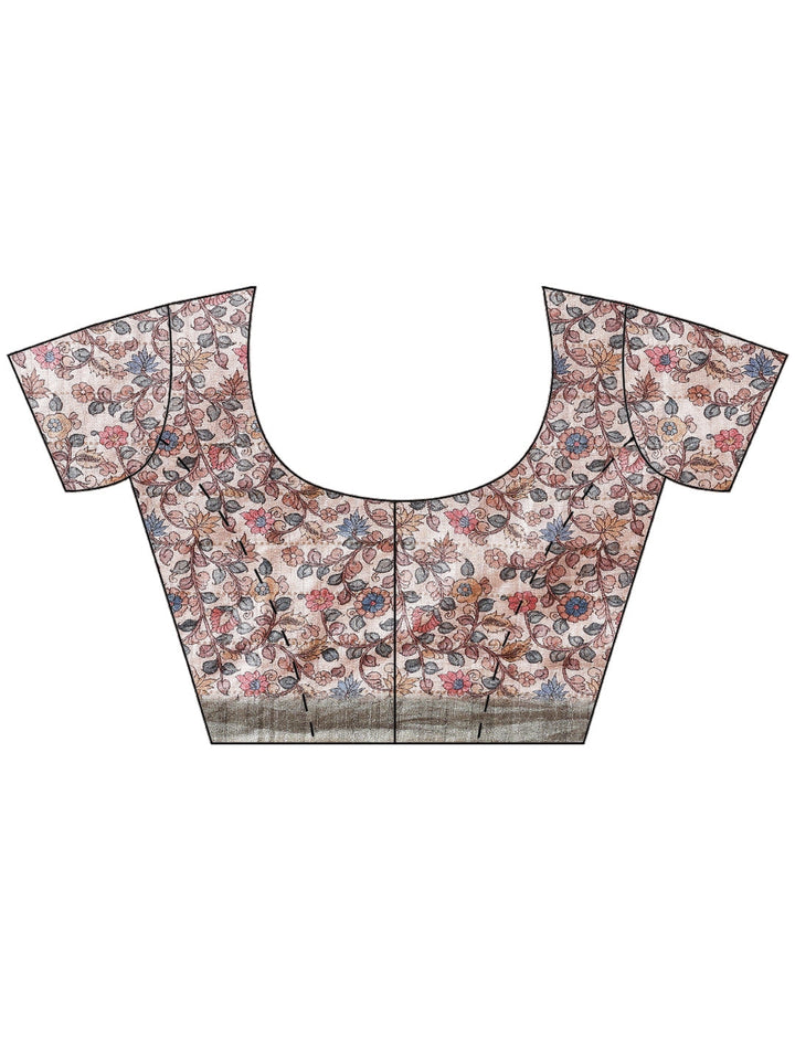 Floral Printed Tussar Silk Saree