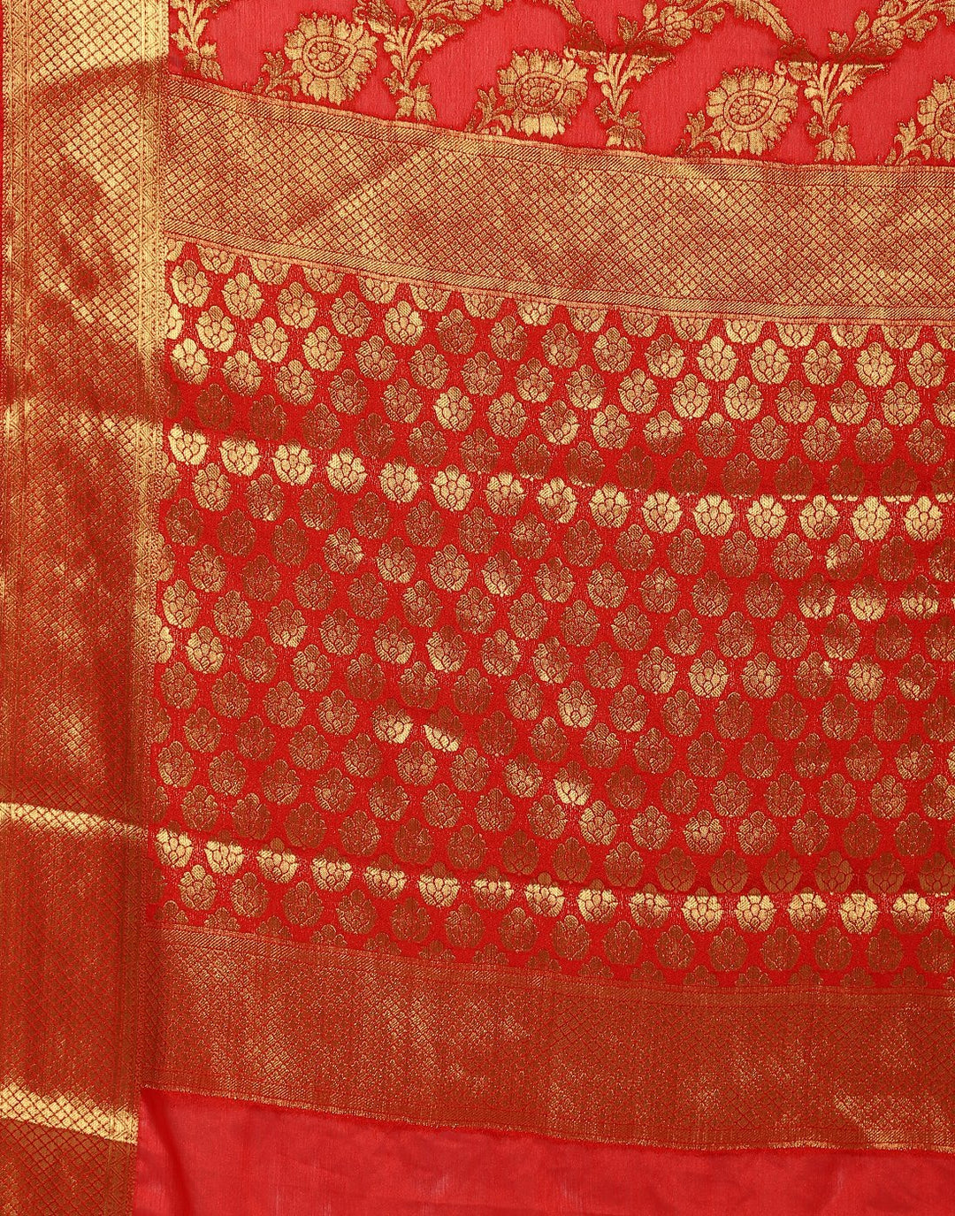 MBZ Meena Bazaar-Red Art Crepe Saree