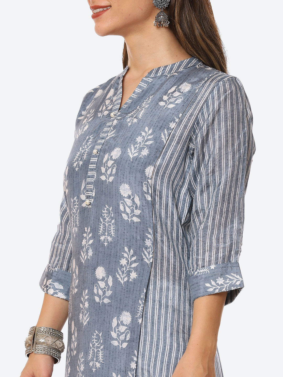 Floral Printed Muslin Kurta