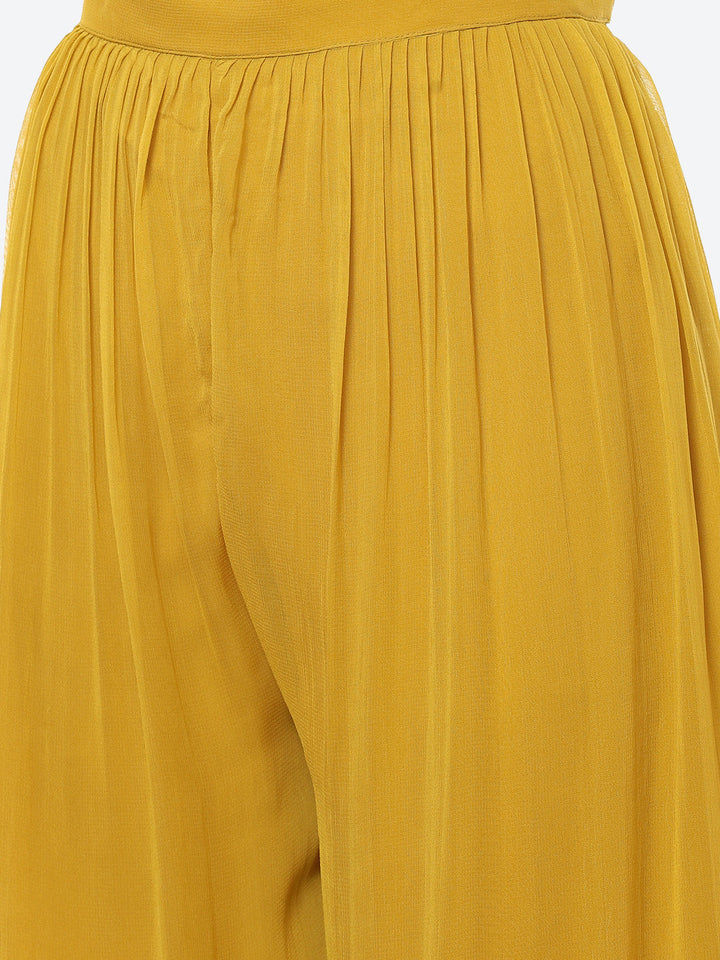 Resham Booti Georgette Anarkali With Sharara &amp; Net Dupatta